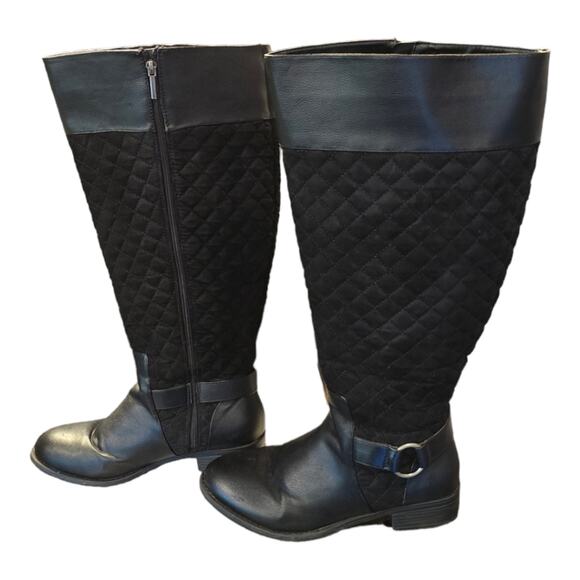 Torrid‎ Black Quilted Wide Calf tall Boots Women's Size 11 W Wide - Picture 2 of 9